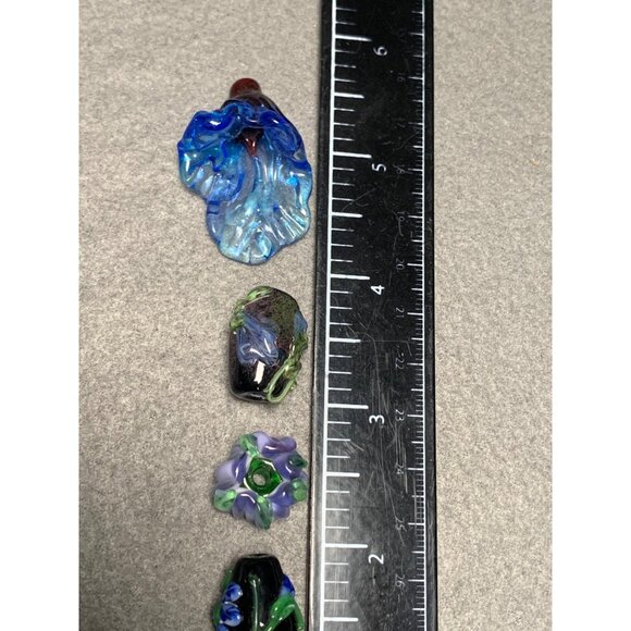 Handmade Lampwork Glass Bead Mix - Floral & Abstract Designs for Jewelry Making - Picture 7 of 8